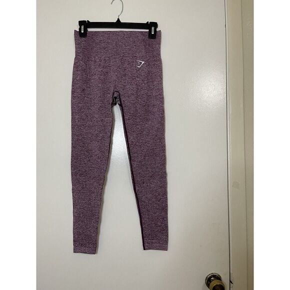 GYMSHARK red maroon space dye seamless high rise leggings small - Picture 1 of 4